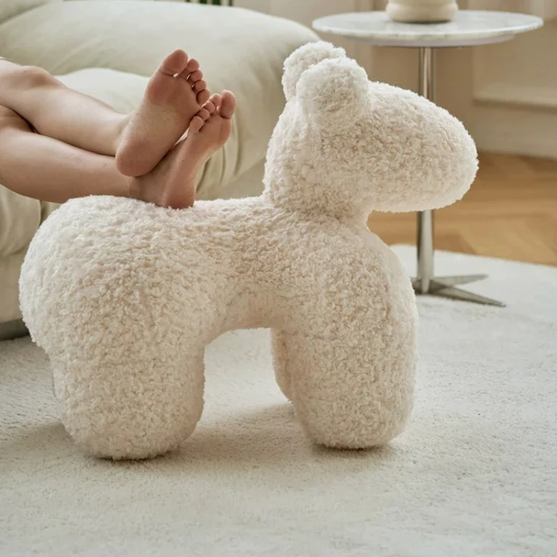 Kids Pony Chair Couch,Faux Fur Animal Novelty Sofa for Living Room,Decorative Cartoon Footrest Ottoman,Toddler Single Seat Stool