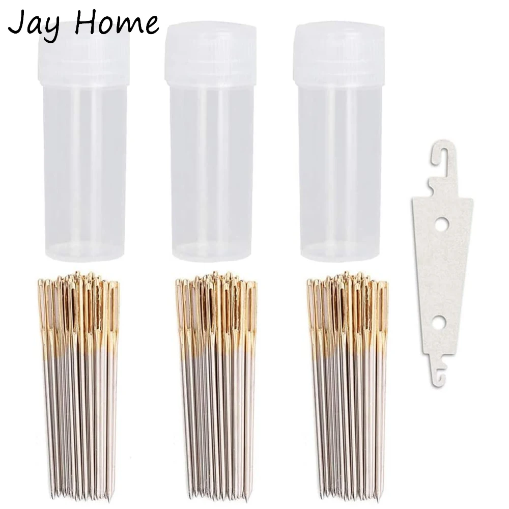 

90PCS Cross Stitch Needles Large Eyes Blunt Embroidery Hand Needles Sewing Needles with Needle Threader DIY Sewing Tools