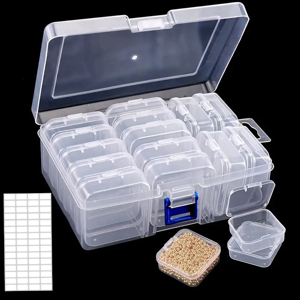 1pc 4/12/14/15/30/45 Slots Plastic Storage Box, DIY Diamond Painting Beads Charms Jewelry Accessories Organizer Box