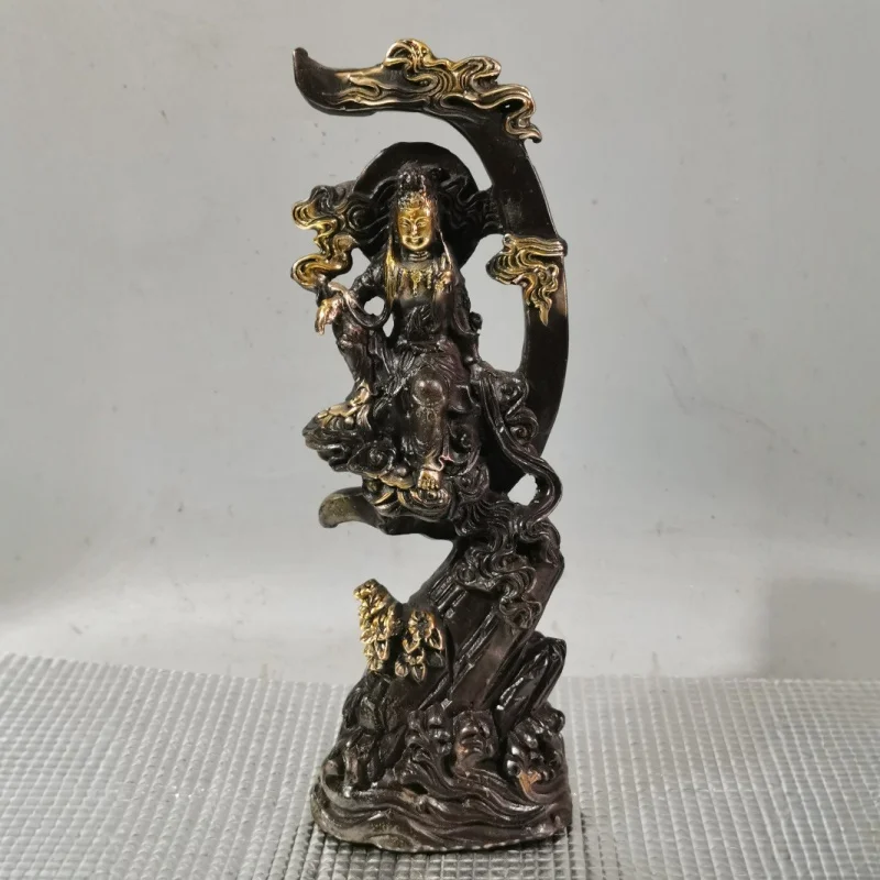 Brass , Sitting Bodhisattva, Home Worship Temple Water Moon , Zizai Guanyin Craft