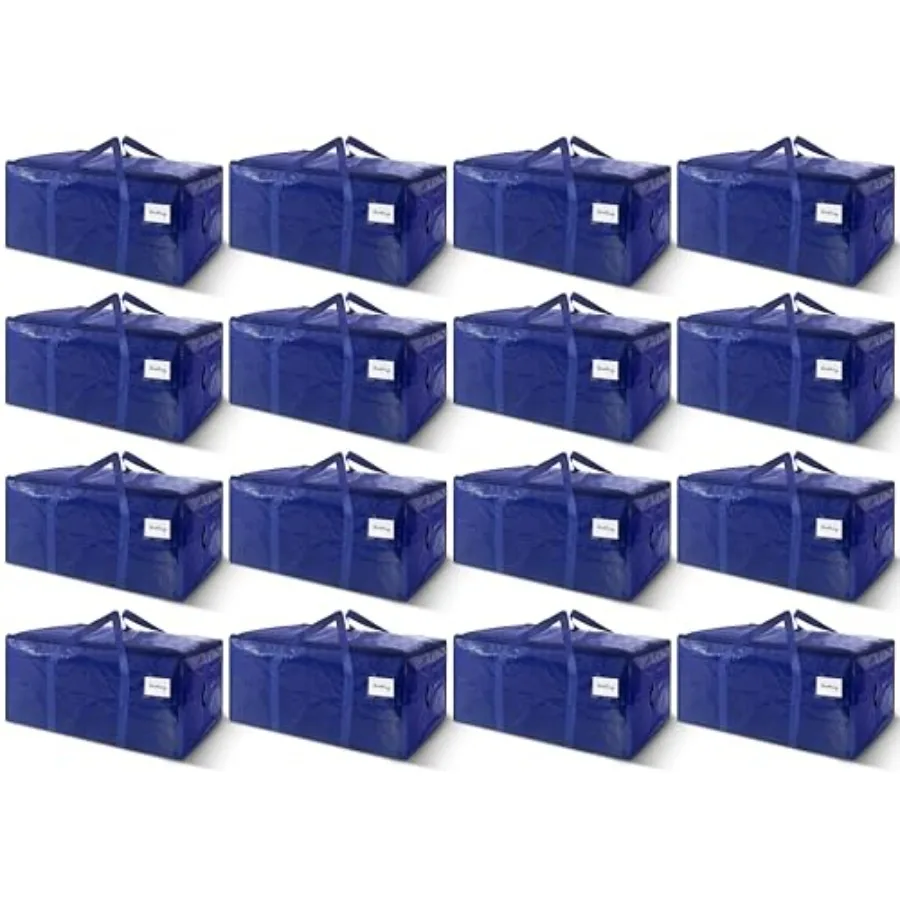 

16 Pack Extra Heavy Duty Large Moving Bags with Strong Zipper and Carrying Handles, Sturdy Clothes Storage Bag Totes Bins, Pack