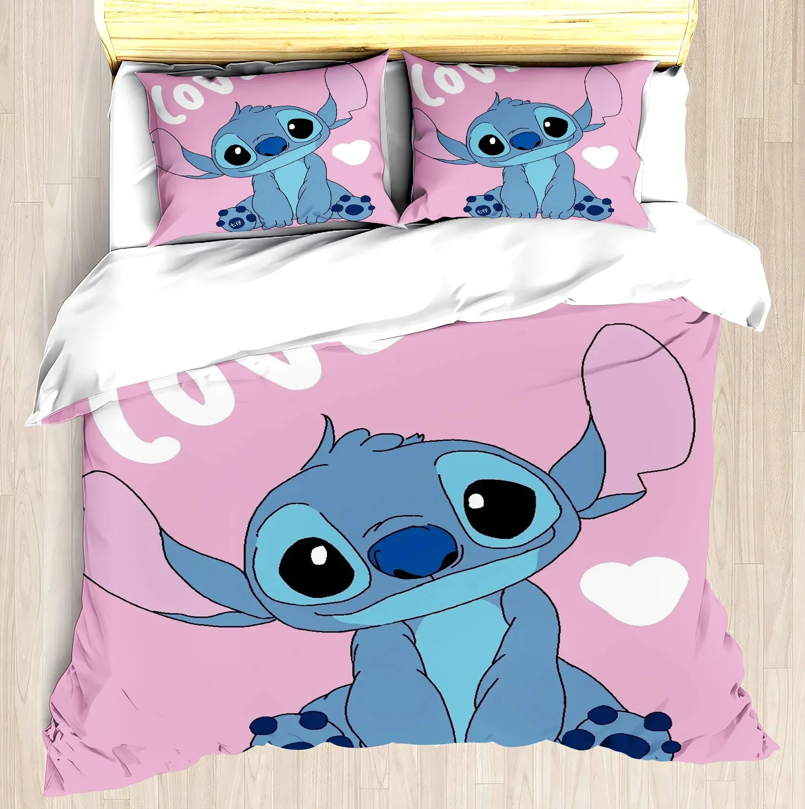 

Stitch Pink Duvet Cover Set Lilo & Stitch Kids Bedding Set Quilt Cover Cartoon Bedroom Decoration for Children Teens Gifts