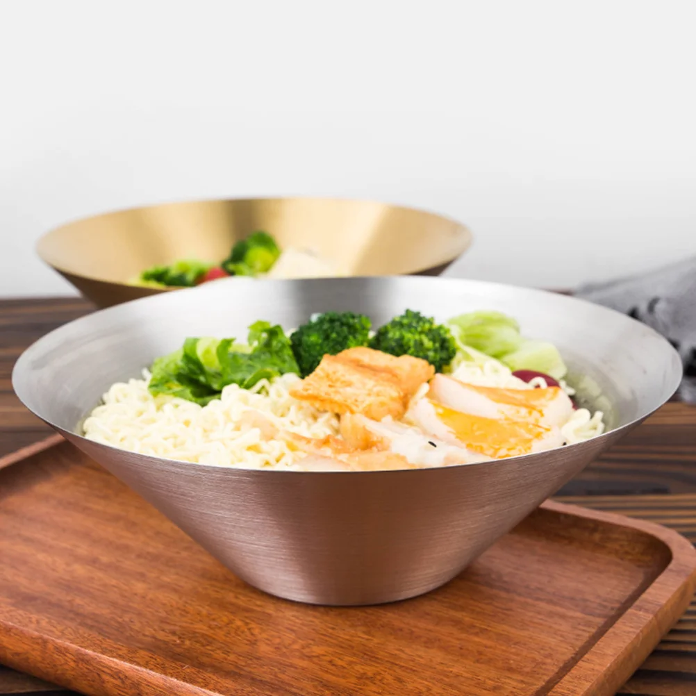 

1pc Japanese Ramen Bowl Stainless Steel Silver Noodle Rice Dessert Food Container Kitchen Tableware Snack Salad Bowl