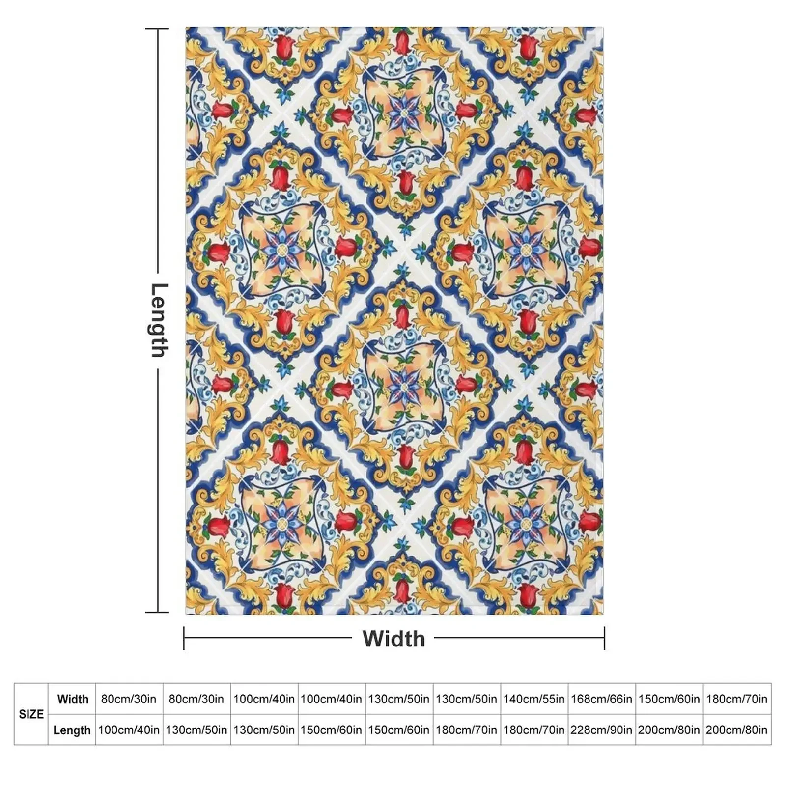 Sicilian Majolica Colourful Floral Flourishes Tile Pattern Throw Blanket Blankets For Baby Luxury Luxury Designer Hair Blankets