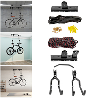 Bike Hoist  for Garage Ceiling Mount Pulley System Bike Storage w/Hook Pulley and Rope,Ceiling bicycle hanging support