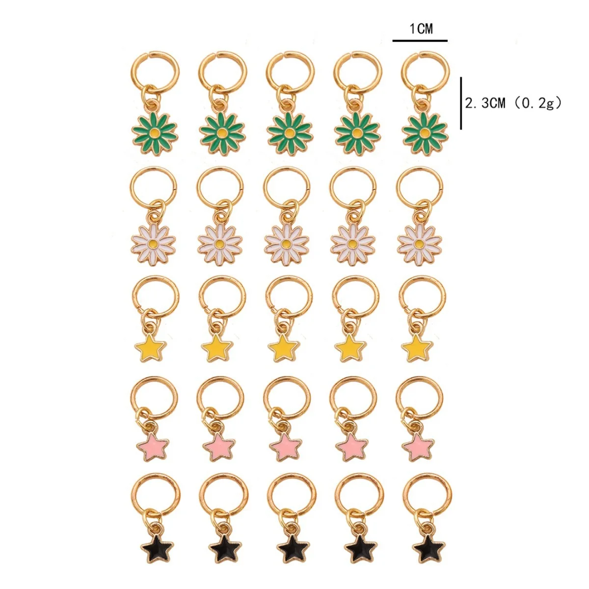 25Pcs Daisy Star Wig Dreadlock Hair Accessories Hair Rings DIY Hair Ornaments