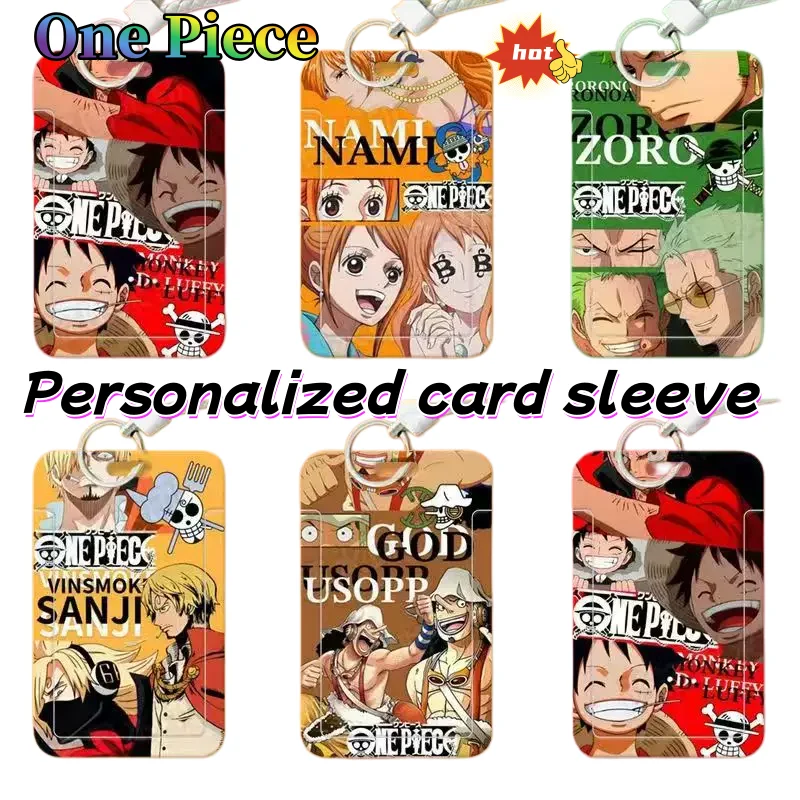 Porta Tarjetas de Identificación de Luffy de One Piece, Diseño de Dibujos Animados, Personalizado, Simple, Kawaii, para Estudiantes, Protector de Tarjetas de Autobús, Regalo