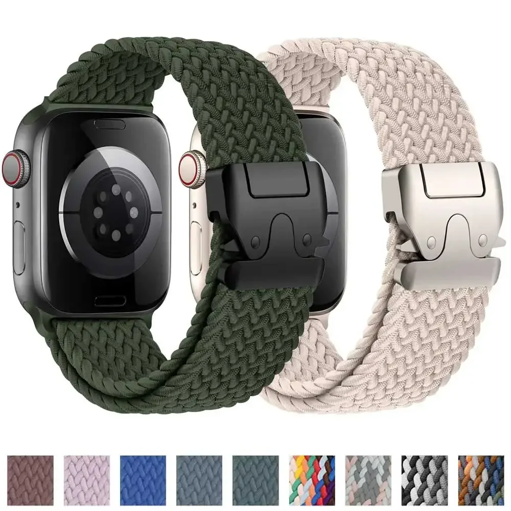 FOR Apple watch band 49mm 46mm 45mm 42mm 44mm 41mm Braided Nylon sport bracelet correa iWatch Series 10 9 8 SE 5 6 7 Ultra Strap