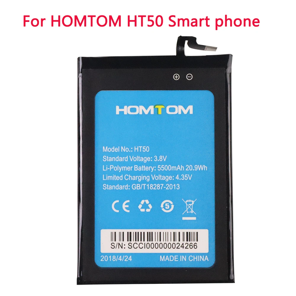 

New 100% Original HOMTOM HT50 Battery For HOMTOM HT50 Smart Phone Replacement 5.5inch 5500mAh Backup Batteries