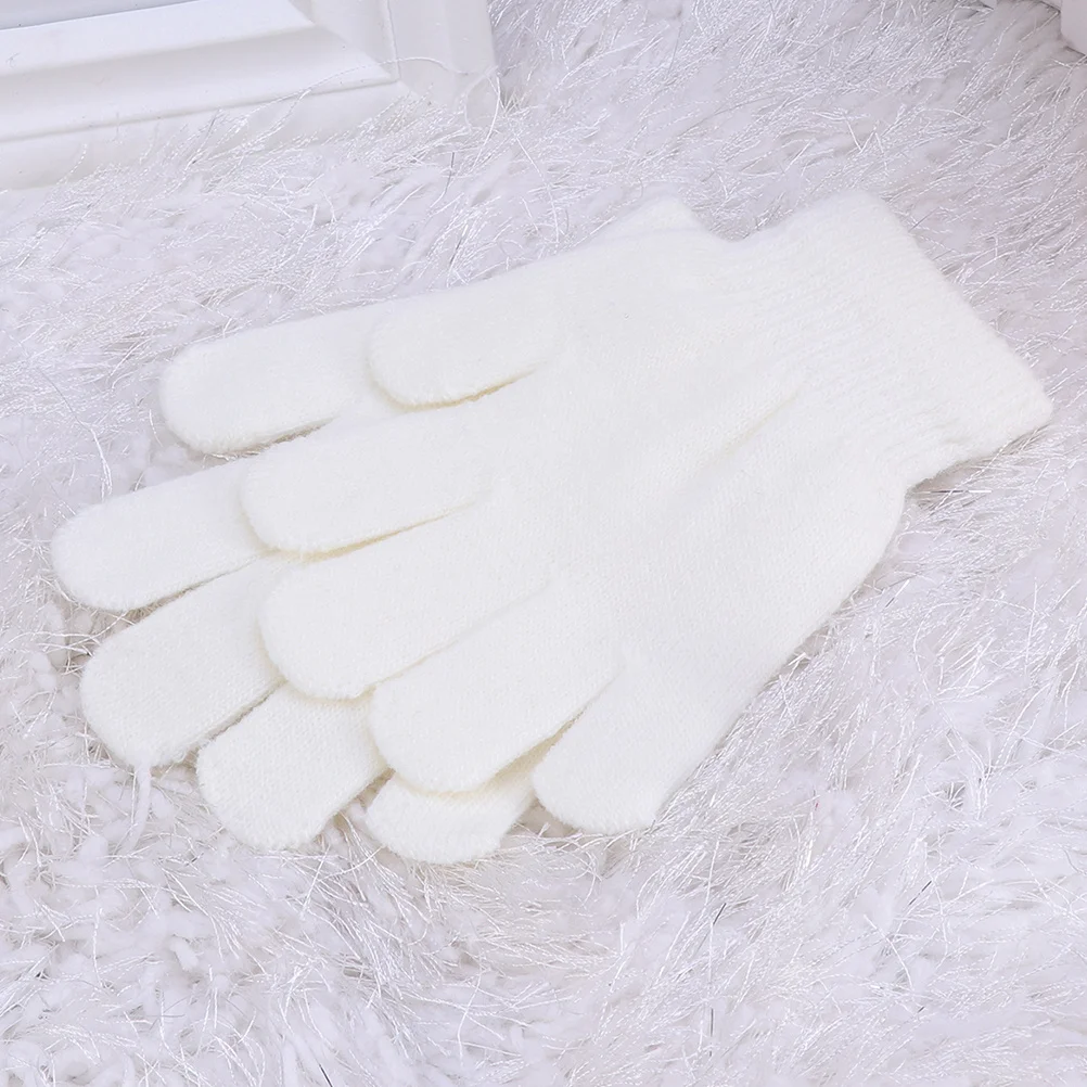 4 أزواج من قفازات التريكو الدافئة للجنسين بخمسة أصابع كاملة الأصابع بلون سادة قفازات شتوية خفيفة الوزن وقابلة للغسل للبرد في الهواء الطلق