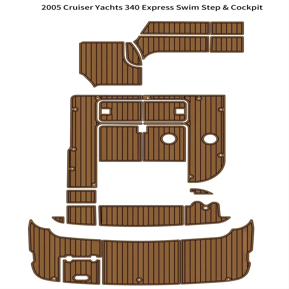 

Swim Platform Cockpit Pad Boat EVA Teak Floor For 2005 Cruiser Yachts 340 Express