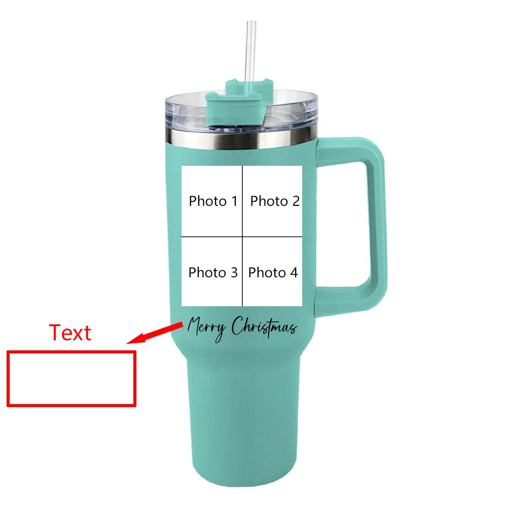 

Customized Photo Insulated Cup, 40oz Large Capacity with Lid and Straw, Four Grid Puzzle, Stainless Steel Insulated Cup with Handle, Personalized Gift, Car and Office Cup, Christmas and Birthday Gift for Family and Friends.