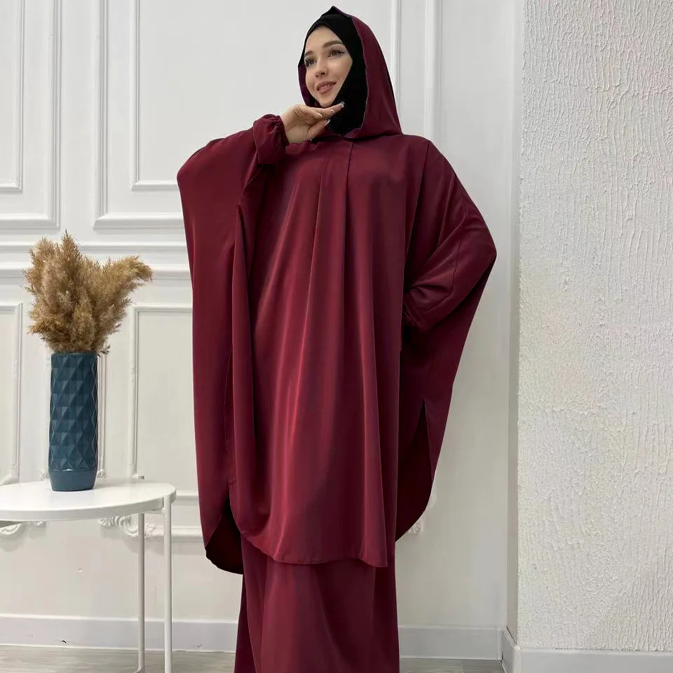 

Ramadan Muslim Women Hooded Khimar Jalabiya Eid Djellaba Turkey Hijab Dress Robe Islam Clothing Arabic Prayer Garment Abayas Set