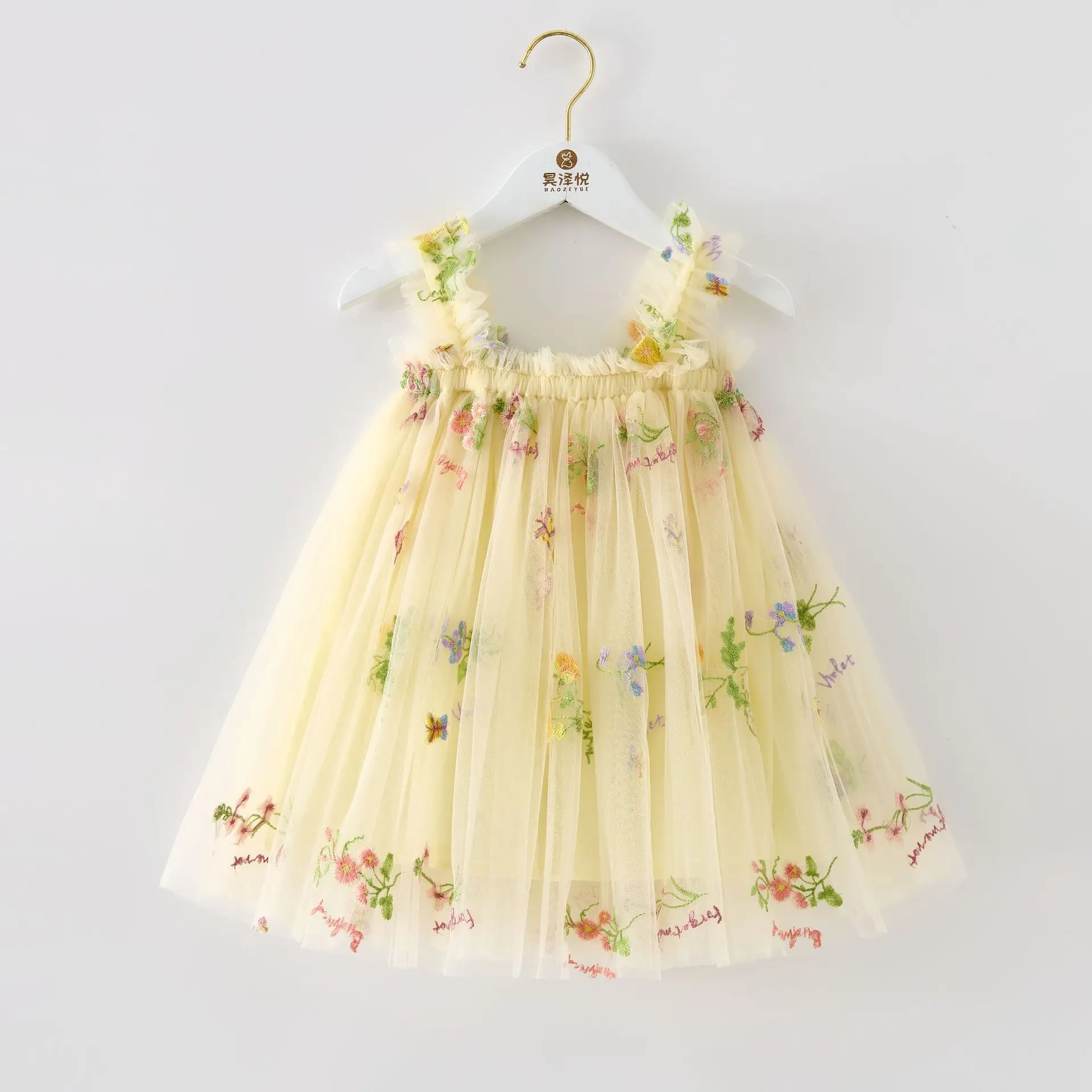 Baby Girls Dress for Kid 2024 Summer New Sweet Floral Princess Sleeveless Embroidery Quality Tulle Dresses Birthday Cute Clothes