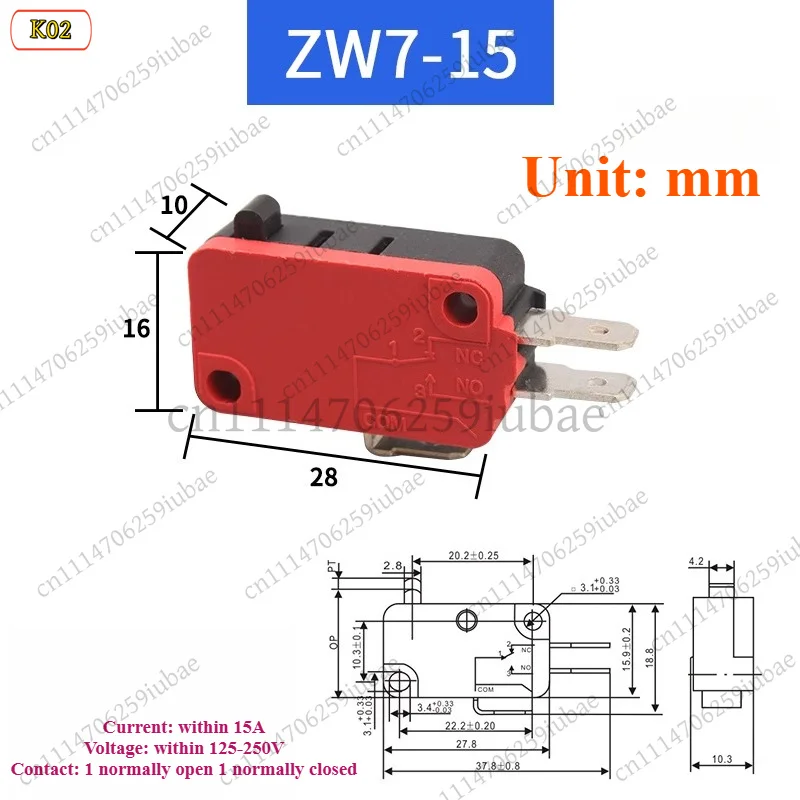 FC_ ZW7-15 SV-16-1C25 Self-Resetting Button Three-Pin Foot Switch Core Limit Pedal Accessories