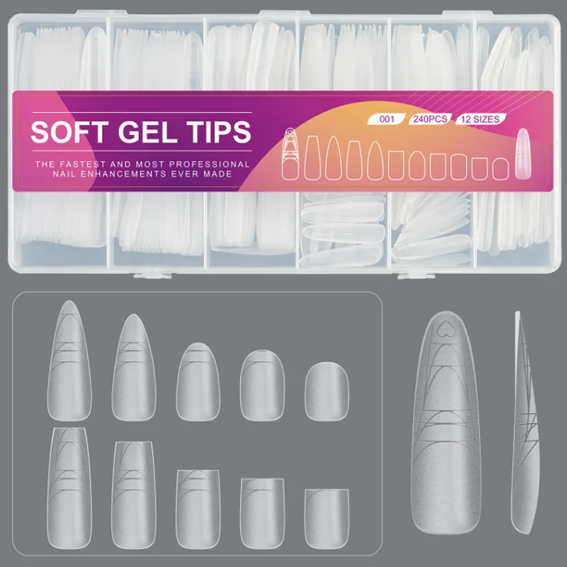 

240PCS Professional Nail Scale Enhancements Ultra Thin Soft Gel Tips Full Cover Fake Nail Patches Press On Nails Uñas Postisas