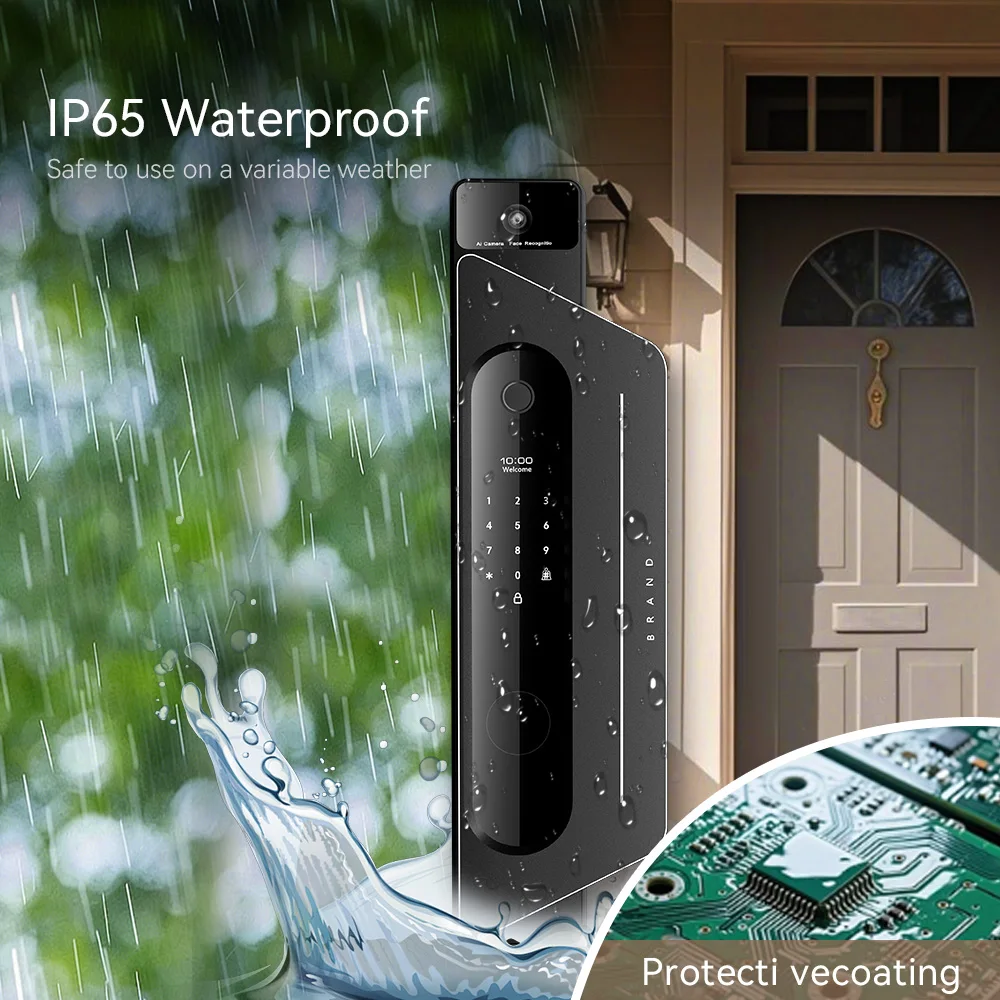 Smart Lock Face Recognition Code Access Aluminum Alloy For Wood Steel Aluminum Doors IP65 Waterproof Tuya Smart Home Israel