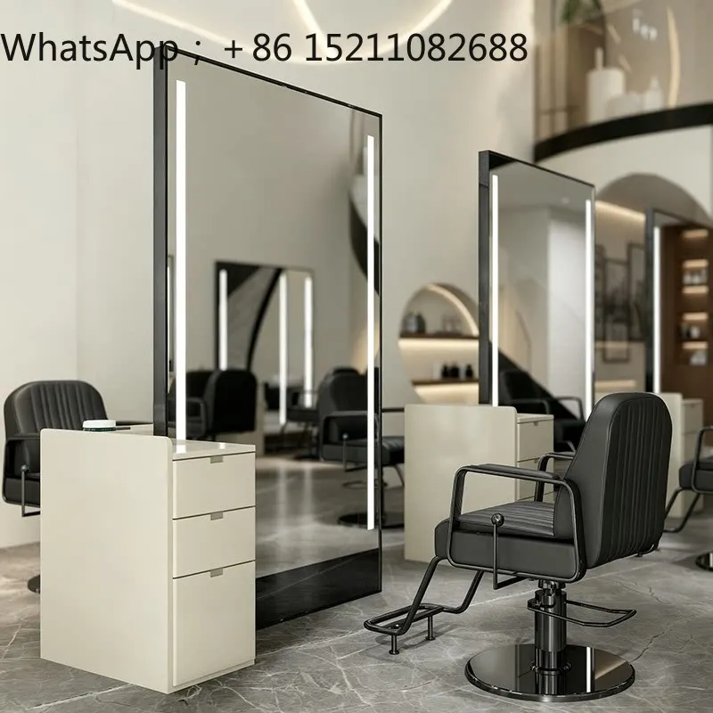 LLY barber shop with lamp cabinet integrated mirror hair salon special single and double-sided perm and dyeing floor mirror