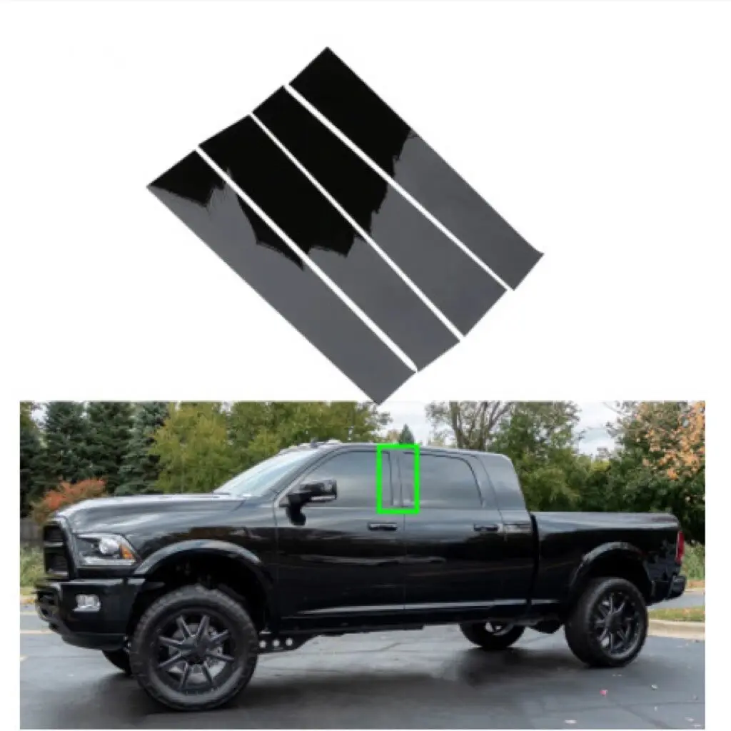 Pop 4Pcs Car Pillar Posts Door Window Decorative Trim For Dodge Ram 1500 2002 2003 2004 2005 2006 2007 2008 2009 2010 2011 2012-