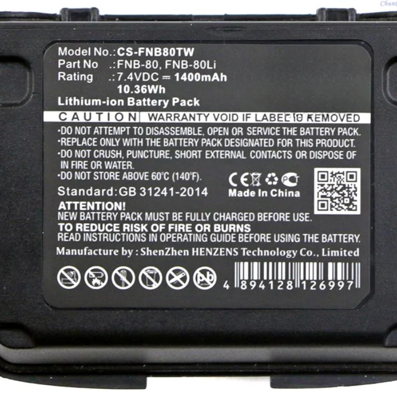 Tow-way radio Battery 1400mAh FNB-80,FNB-58 forYAESU VX-5,VX-5R,VX-6R,VX-7R,VX-5E,VX-6E,VX-7E,VX-5RS,VX-6,VX-7RB,VXA-700,VXA-710