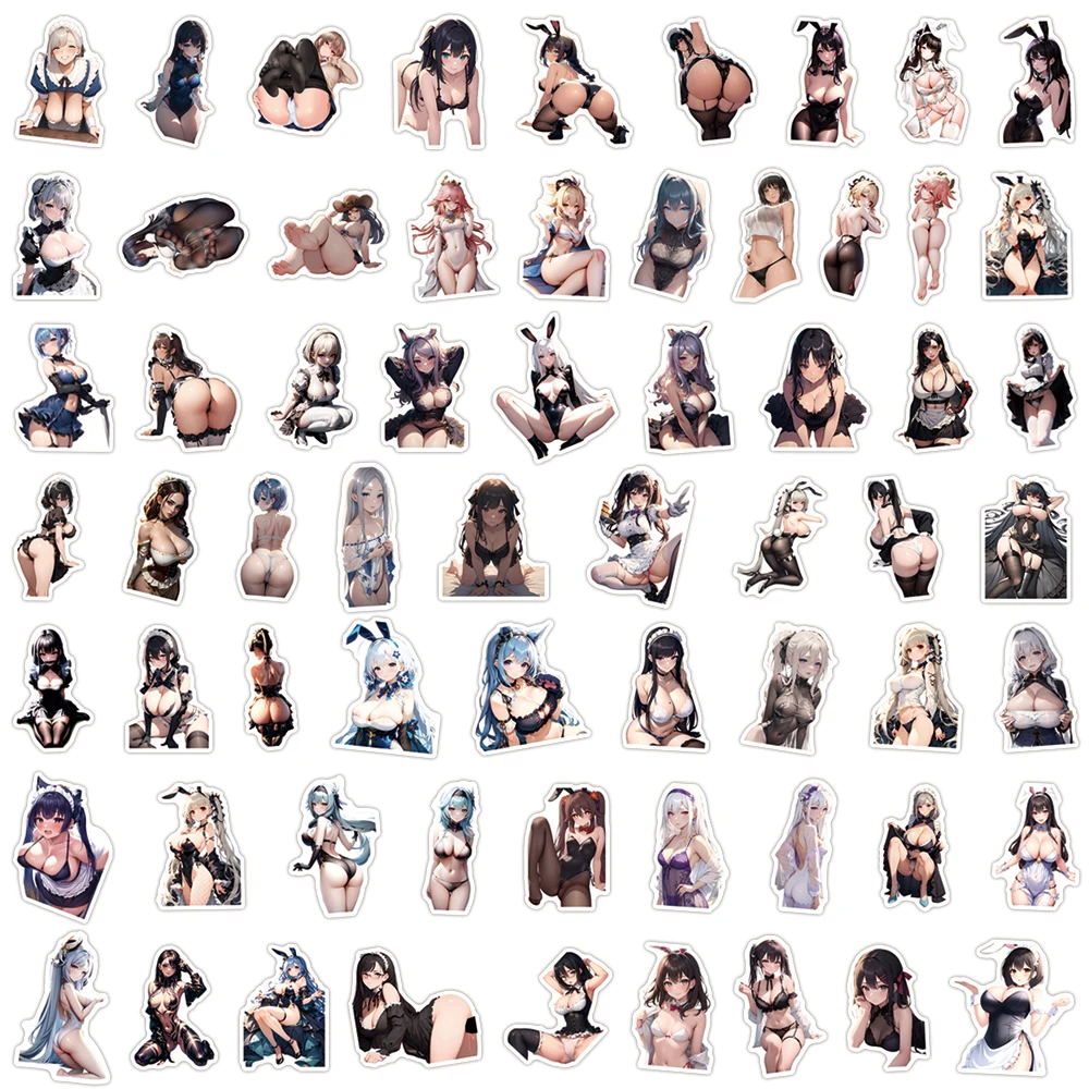 2025 New 64pcs Exclusive Anime Two-dimensional Maid Waifu Black Stockings Beautiful Legs Girl Mobile Phone Waterproof Sticker