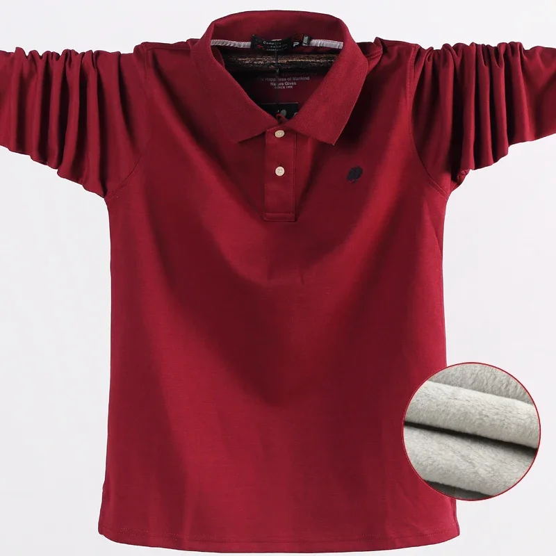 Winter Autumn Thermal Fleece Men Polo Shirt Fashion Casual Polo Shirts for Men Thick Warm Plus Size 6XL Long Sleeve Polo Shirt