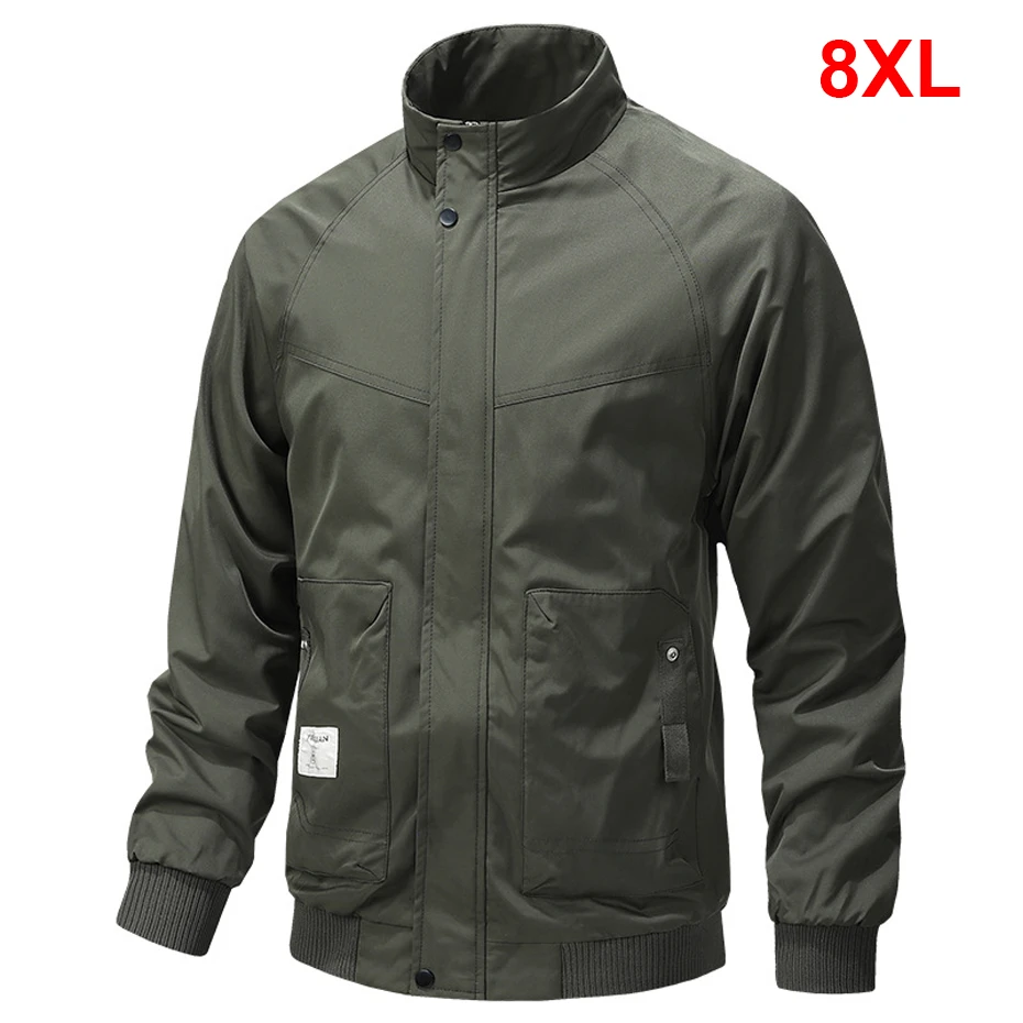 

8XL Plus Size Windbreaker Jacket Men Fashion Casual Stand Collar Jacket Cargo Coats Male Big Size 8XL