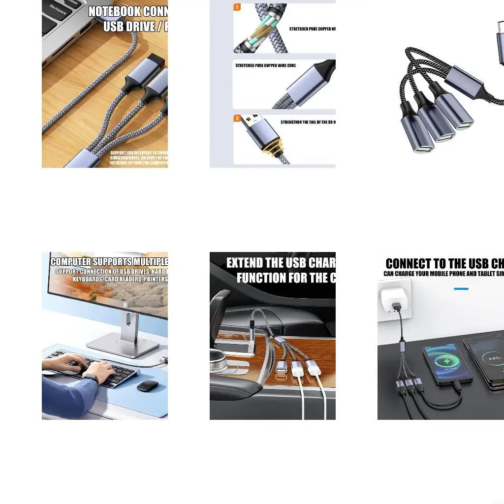 193A Compact USB Extension Cable Double Port A And C Male To A Female For Office And Gaming