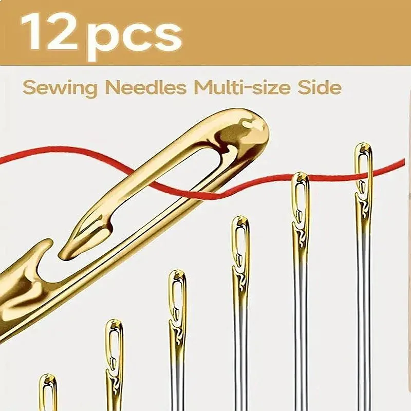 12/30 Agujas de Acero Inoxidable con Enhebrado Automático para Coser a Mano, Herramienta para Personas Mayores, Manualidades, Joyería, Ganchillo, Agujas de Tejer