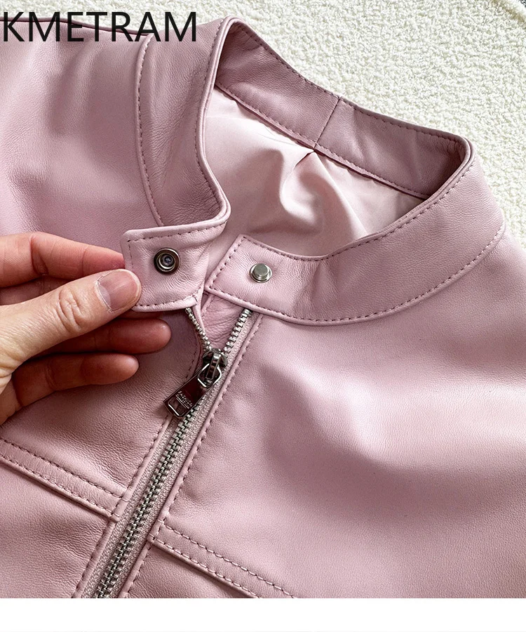 100% strato superiore giacche di pelle di pecora donna colletto alla coreana giacca corta in vera pelle 2025 nuovo in capispalla autunno abbigliamento donna onderات