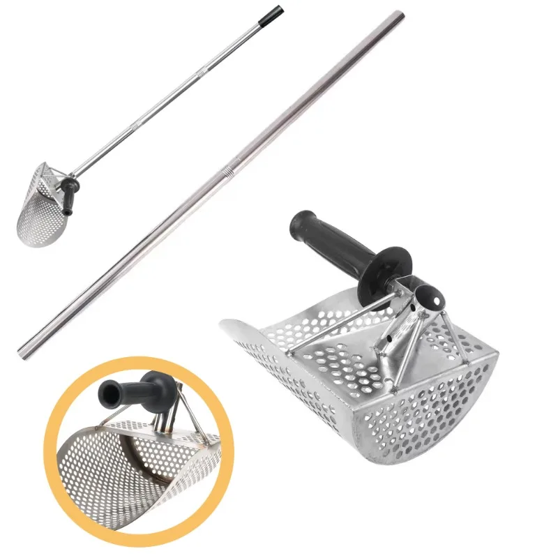

Stainless Steel Sand Scoop for Metal Detecting Heavy Duty Sand Sifter Scoop for Treasure Hunting Metal Detector Shovel Tool