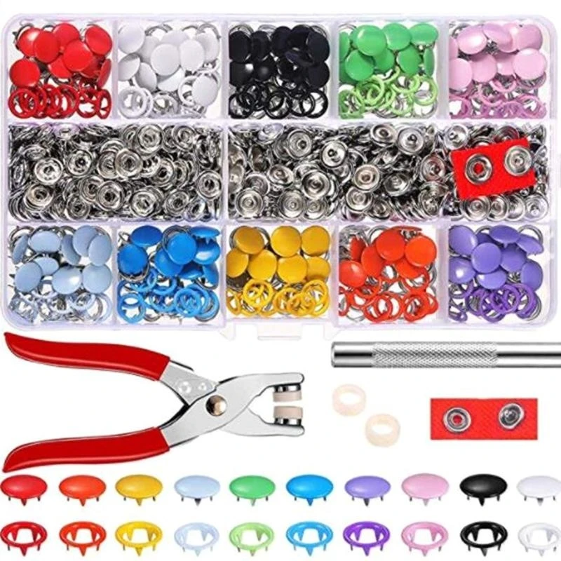 

200pcs 10 Colors Metal Prong Button Grommets Fasteners with Hand Plier high quality,New Year Gift,Complete Fastener Kit with Pli