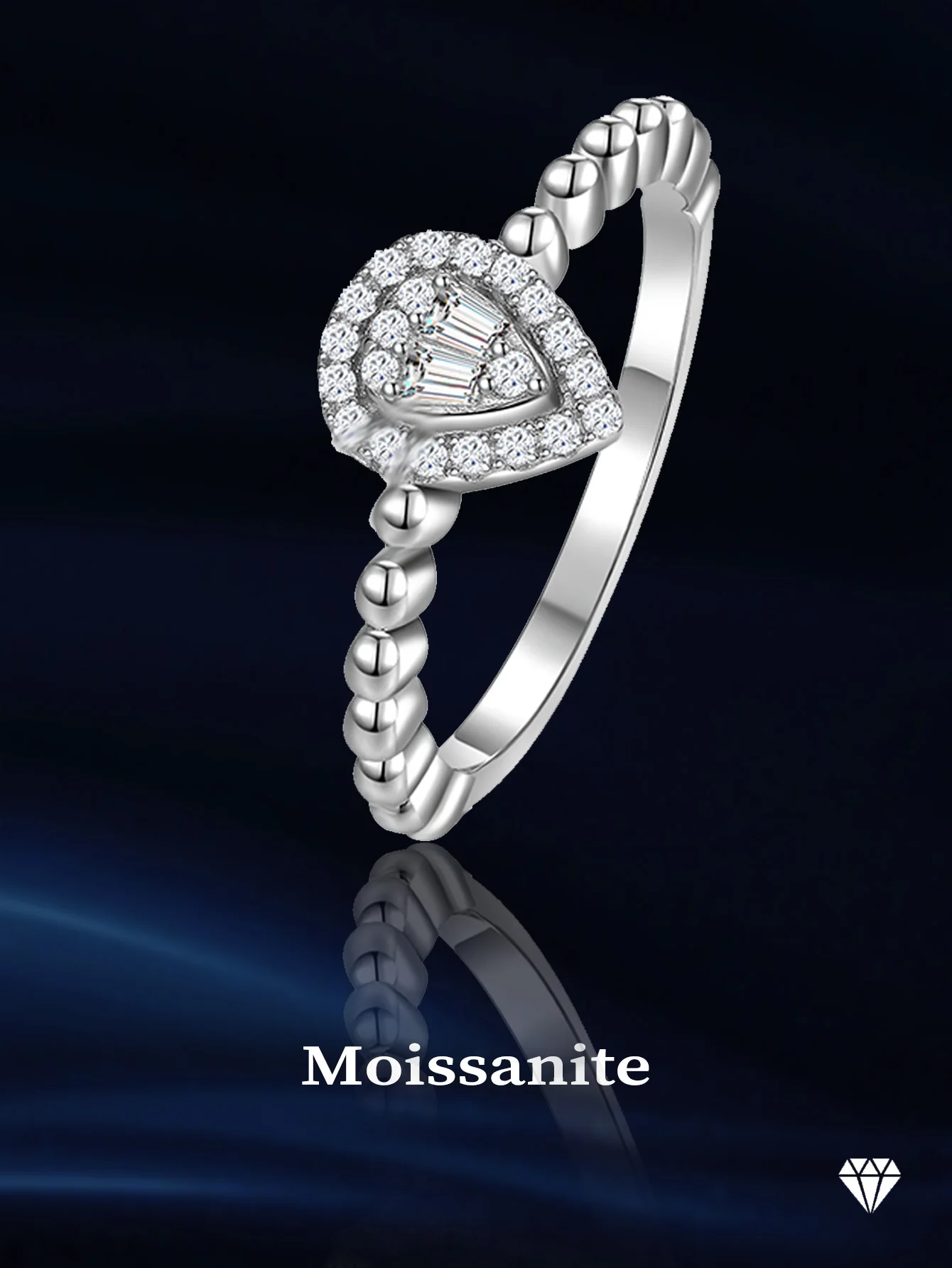 Drop Ring Moissanite Rings for Women Silver 925 Ring with Gra Certificate Valentine's Day Gift New 2025