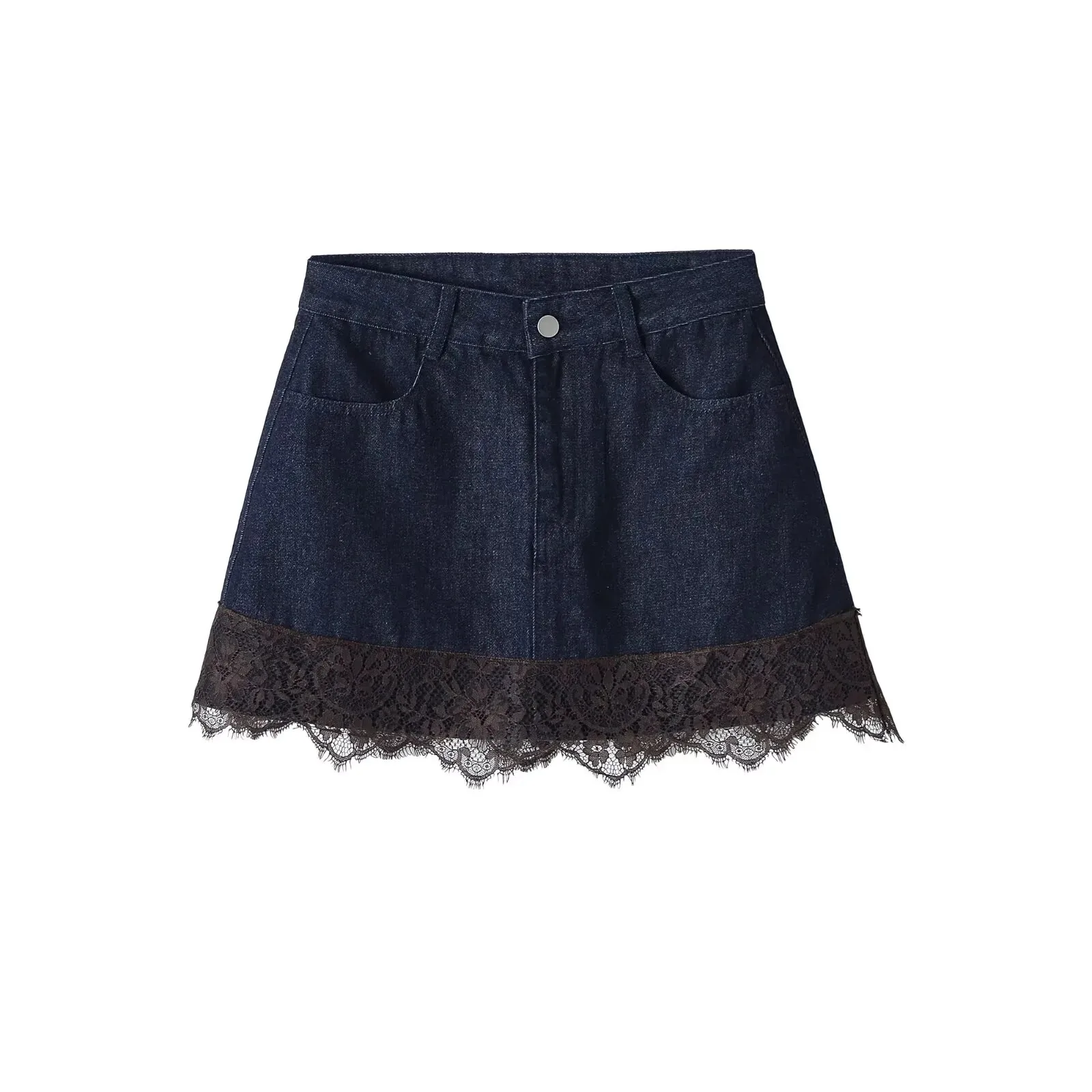 European and American style 2026 new summer women's clothing casual simple fashion contrasting lace edge denim skirt pants