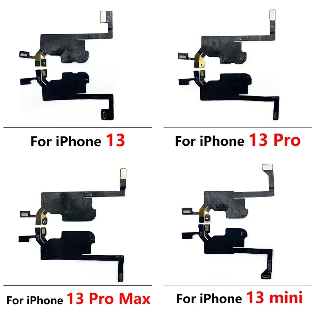 Earpiece Light Sensor Proximity Flex Cable For iPhone 13 14 15 Pro Max Plus Mini with Mic Ear Speaker Ribbon Repair Parts
