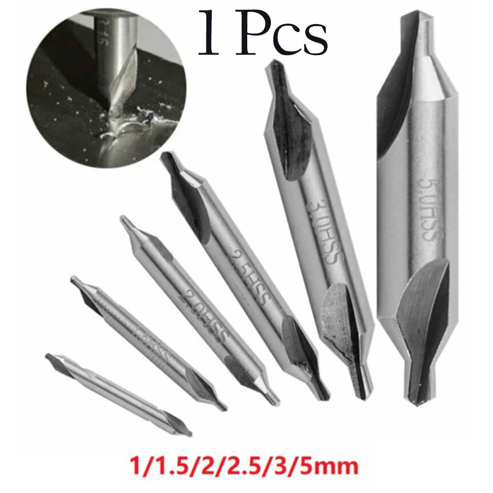 1pc HSS Combined Center Drills 60 Degree Double Ended Countersinks Angle Bit 5/3/2.5/2/1.5/1mm Metal Drill Bit Power Tool