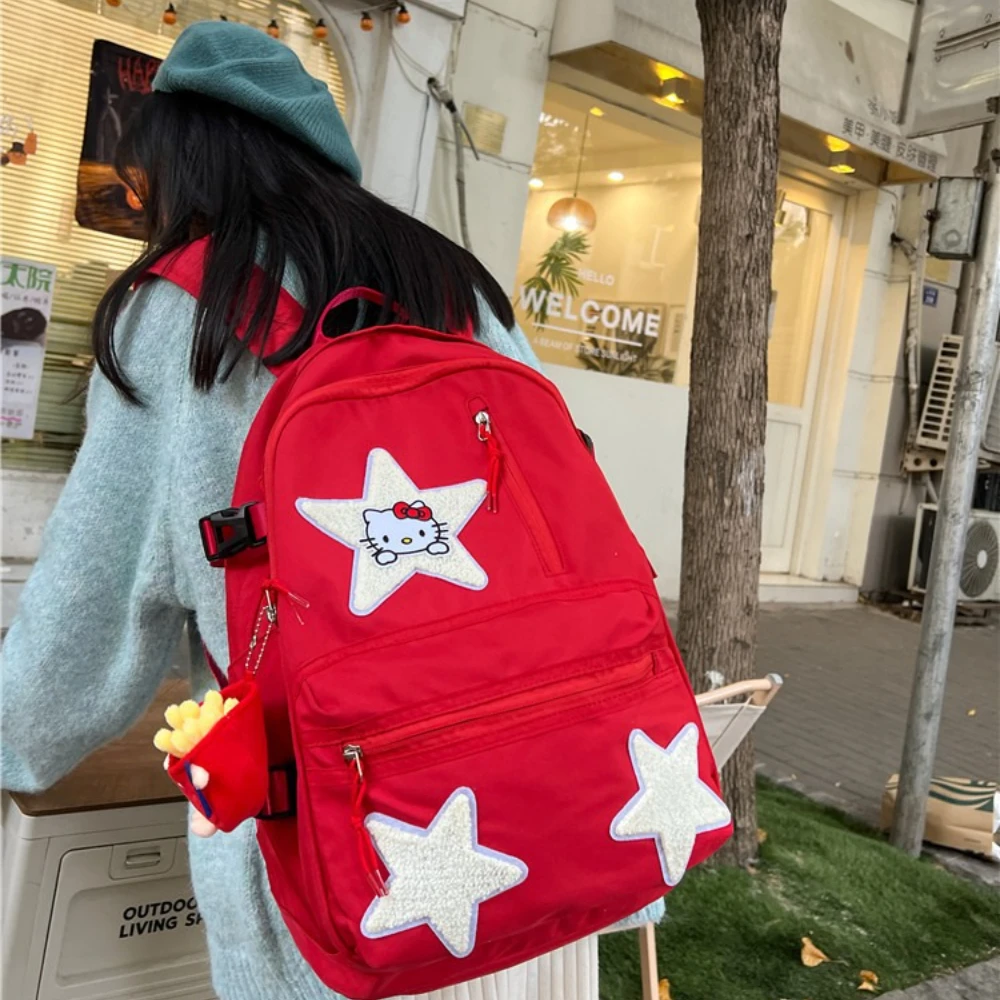 

Hello Kitty Anime Cute Backpack Schoolbags Student Cartoon Travel Large Capacity Shoulder Bag Birthday Gift for Friend