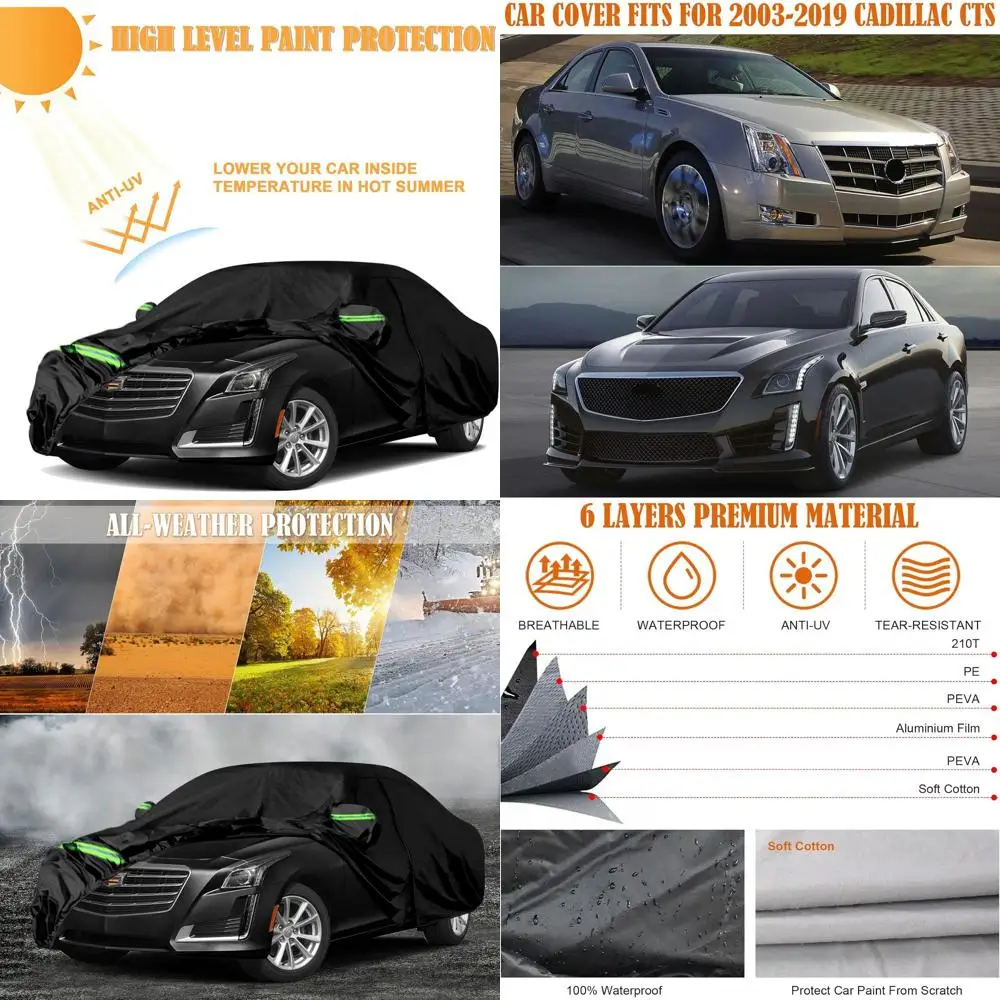 

All-Weather 6-Layer Car Cover for 2003-2019 Models with Zippered Door and Windproof Bands