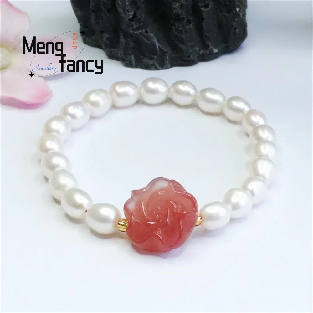 

Natural Salt Source Agate Strings Freshwater Pearl Colorful Treasure Bracelet Simple Elegant High-grade Luxury Quality Jewelry