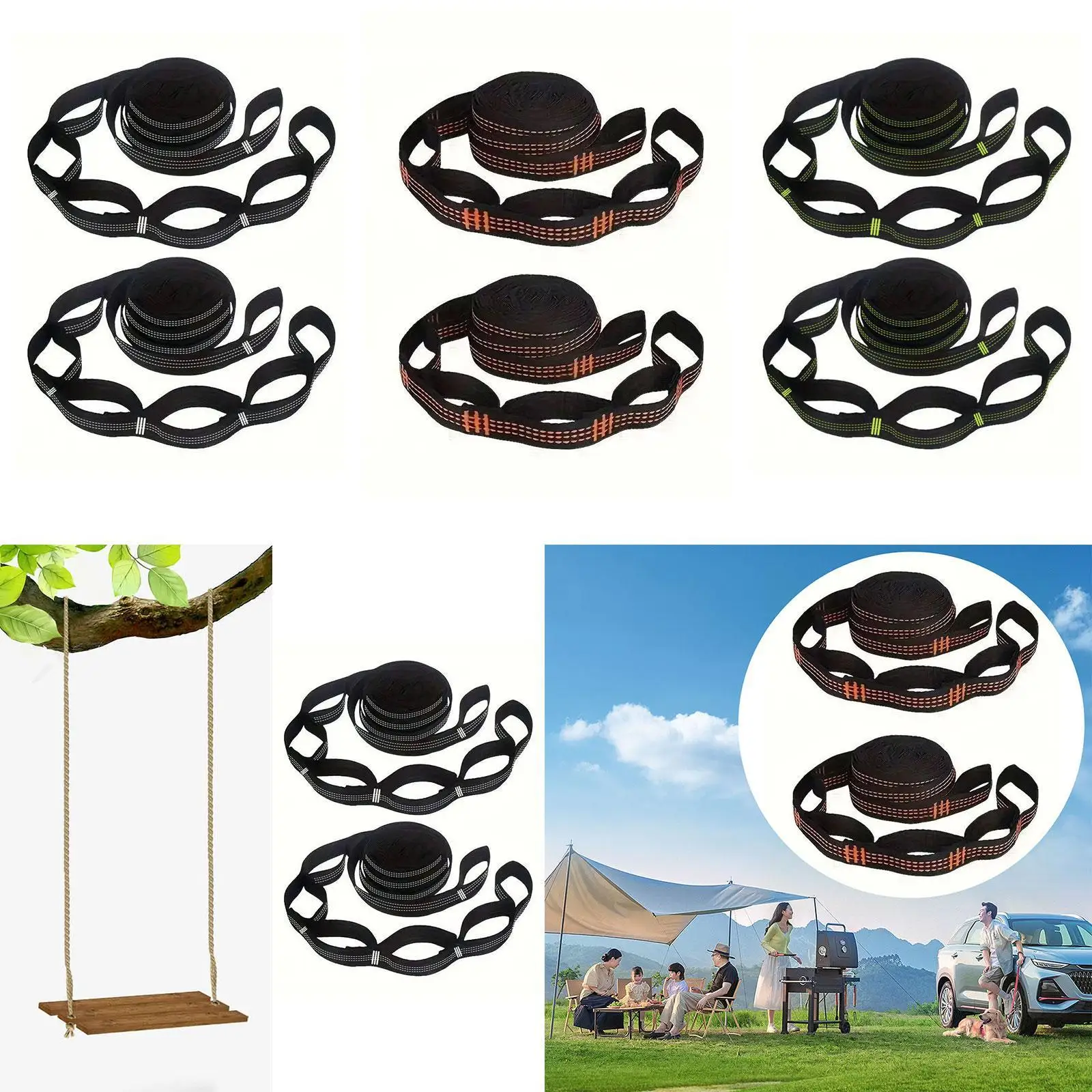 

Waterproof Hammock Tree Straps No Stretching Enhanced Durability Outdoor Swing Rope for Camping Hiking Garden