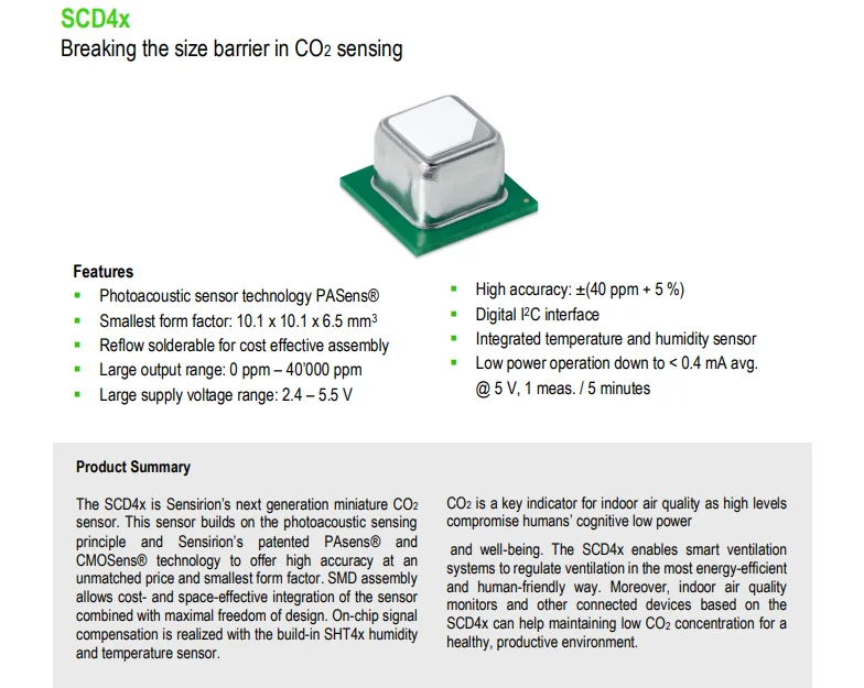 101020952 Grove - CO2 & Temperature & Humidity Sensor - SCD41 Multiple Function Sensor Modules