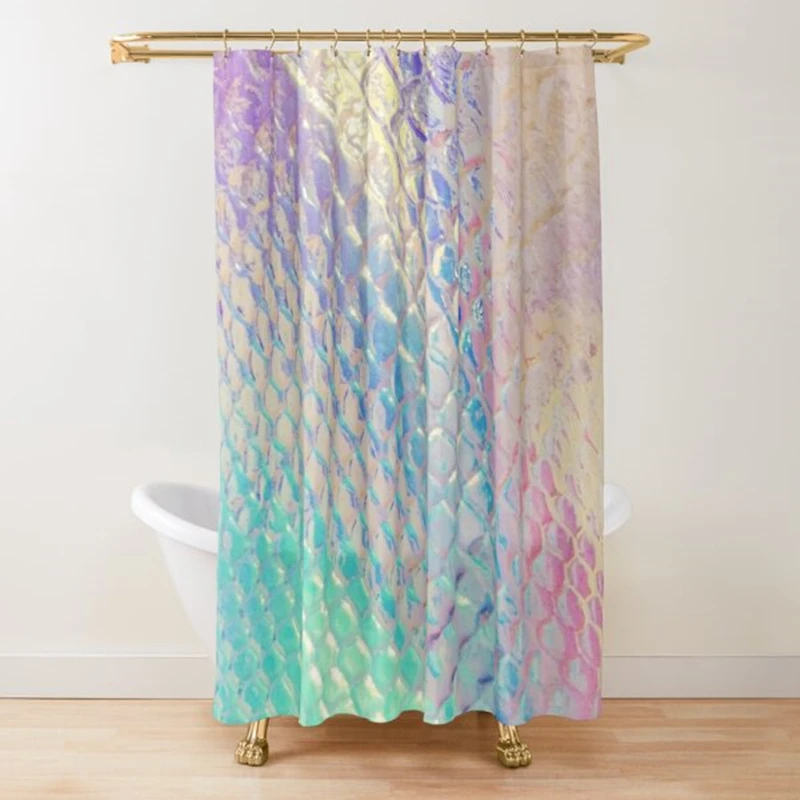 Iridescent Rainbow Dreams Shower Curtain Rainbow Ombre Abstract Bathroom Curtain Watercolor Girly Boho Shower Curtains,Polyester