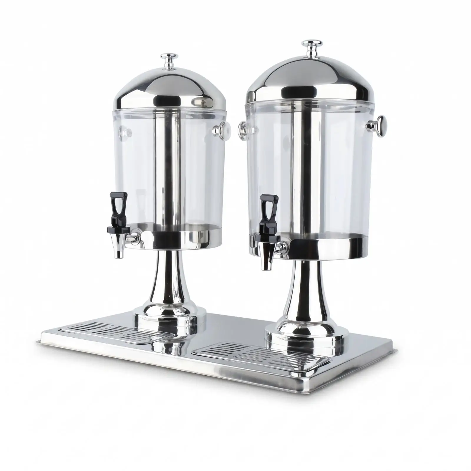 Double-Head Juice Dispenser Transparent Twobeverage Dispenser Domed Lids Commercial Drink Server