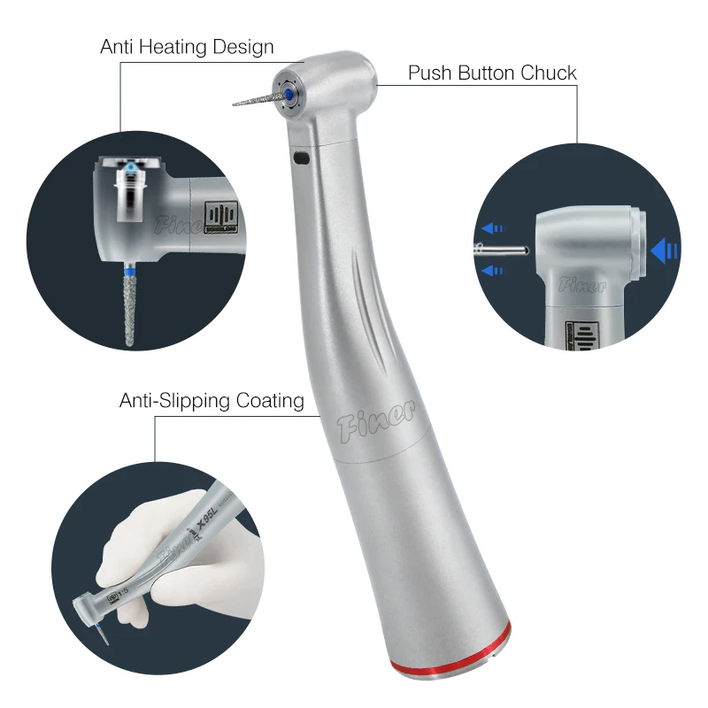 Dental Contra Angulo 1:5 Roter Ring Gegen Dental Winkel Geschwindigkeit Zunehmende Fiber Optic Contra Winkel Handstück für X95L Zahnmedizin