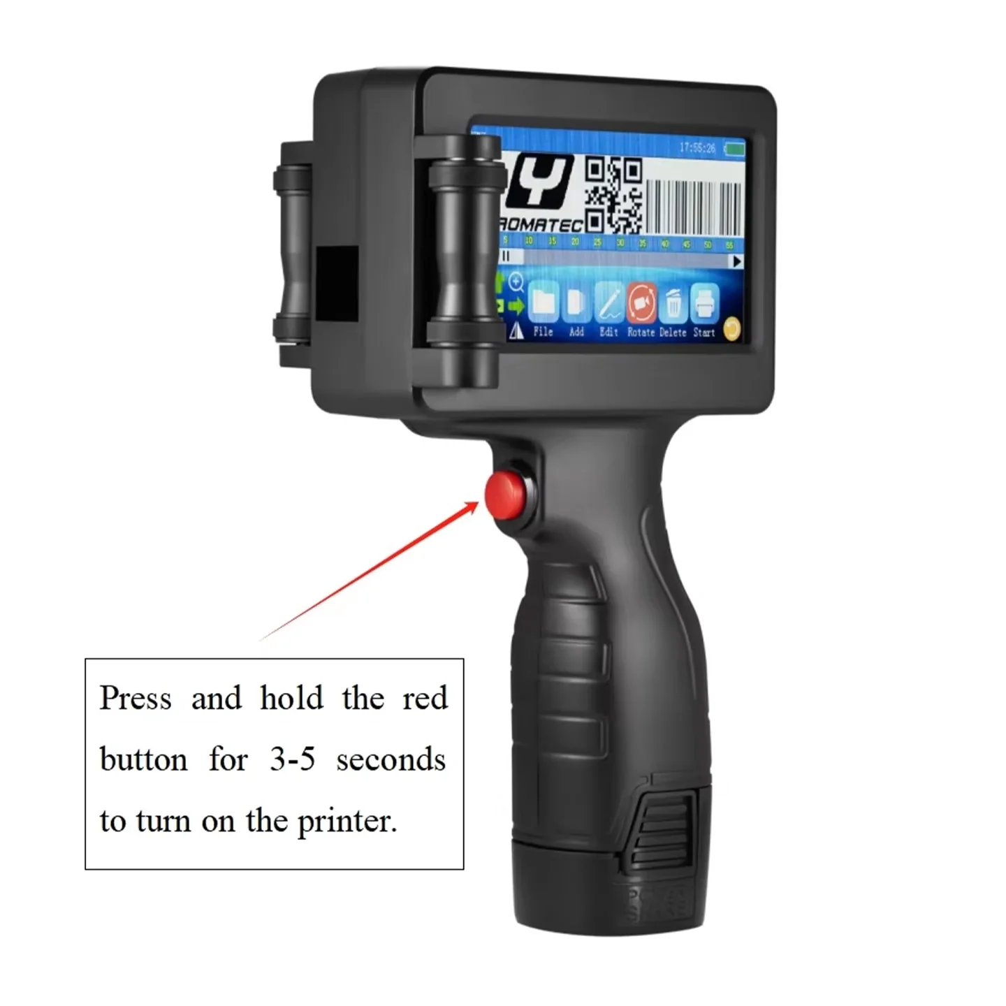 Yaomatec 12.7mm Handheld Inkjet Printer Portable Date Code Printing Machine Batch Number Expiry Date Barcode QR Code for Carton