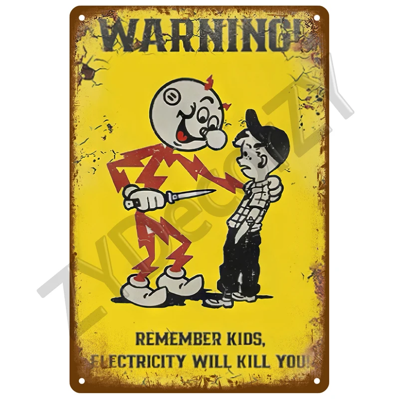 Warning Retro Tin Sign For Home Room Wall Decor Art Metal Sign Vintage Bars Garage Cafe Club Man Cave Pubs Mural Plate Poster