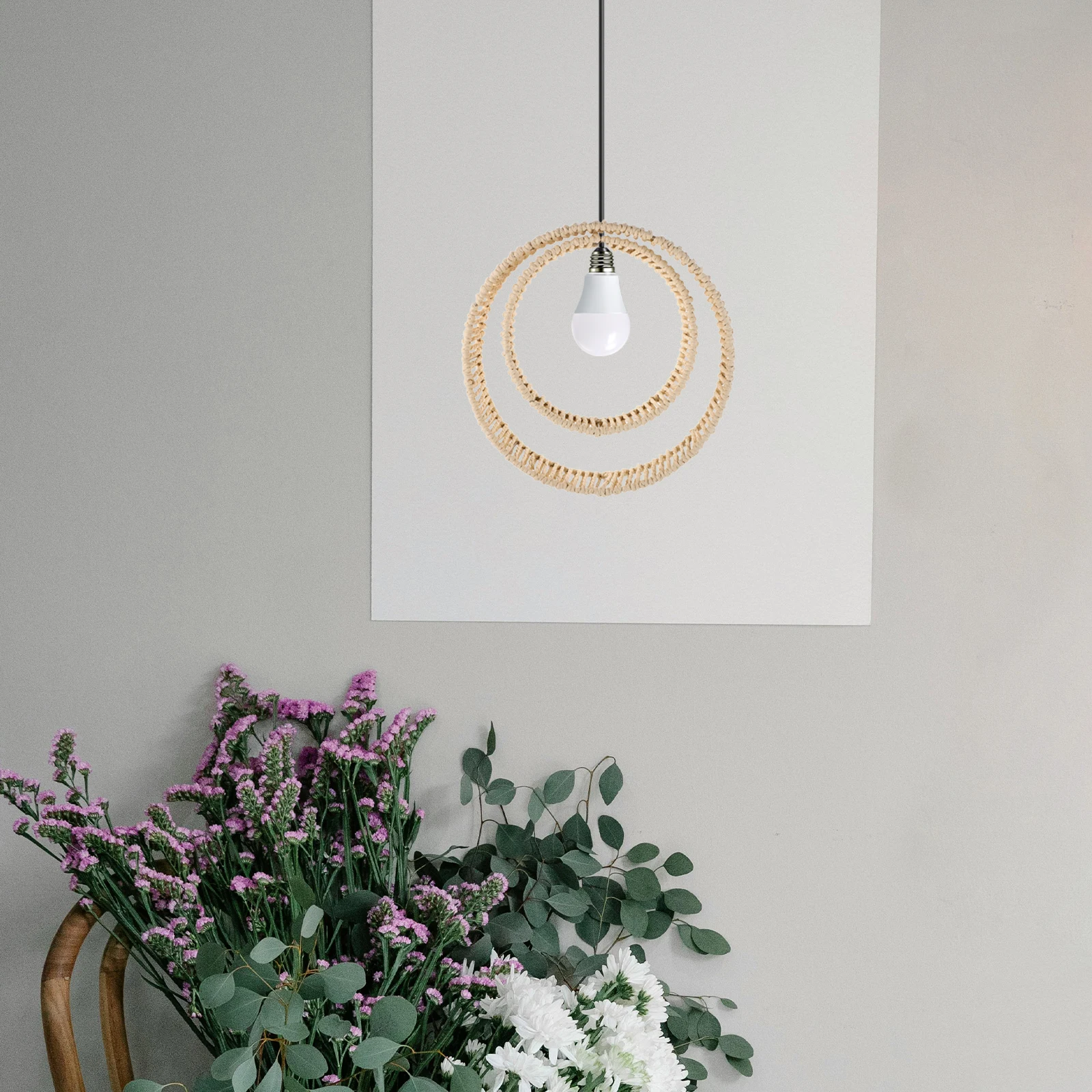 

Handwoven Lampshade Braided Paper Rope Chandeliers Cover Rustic Ceiling Light Pendant Woven Decorative Hanging Lights Shade