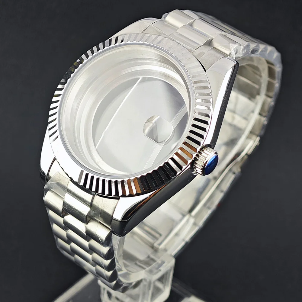 High Quality 40mm Case For 8285 Movement Components Stainless Steel Case Sapphire Crystal Glass /20mm Strap Watch Accessories