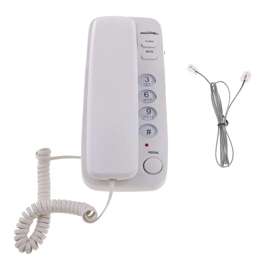 Corded Standard Phone Plastic Retro Wall Telephone Slim Hanging Phone for Home Office and Reception Areas