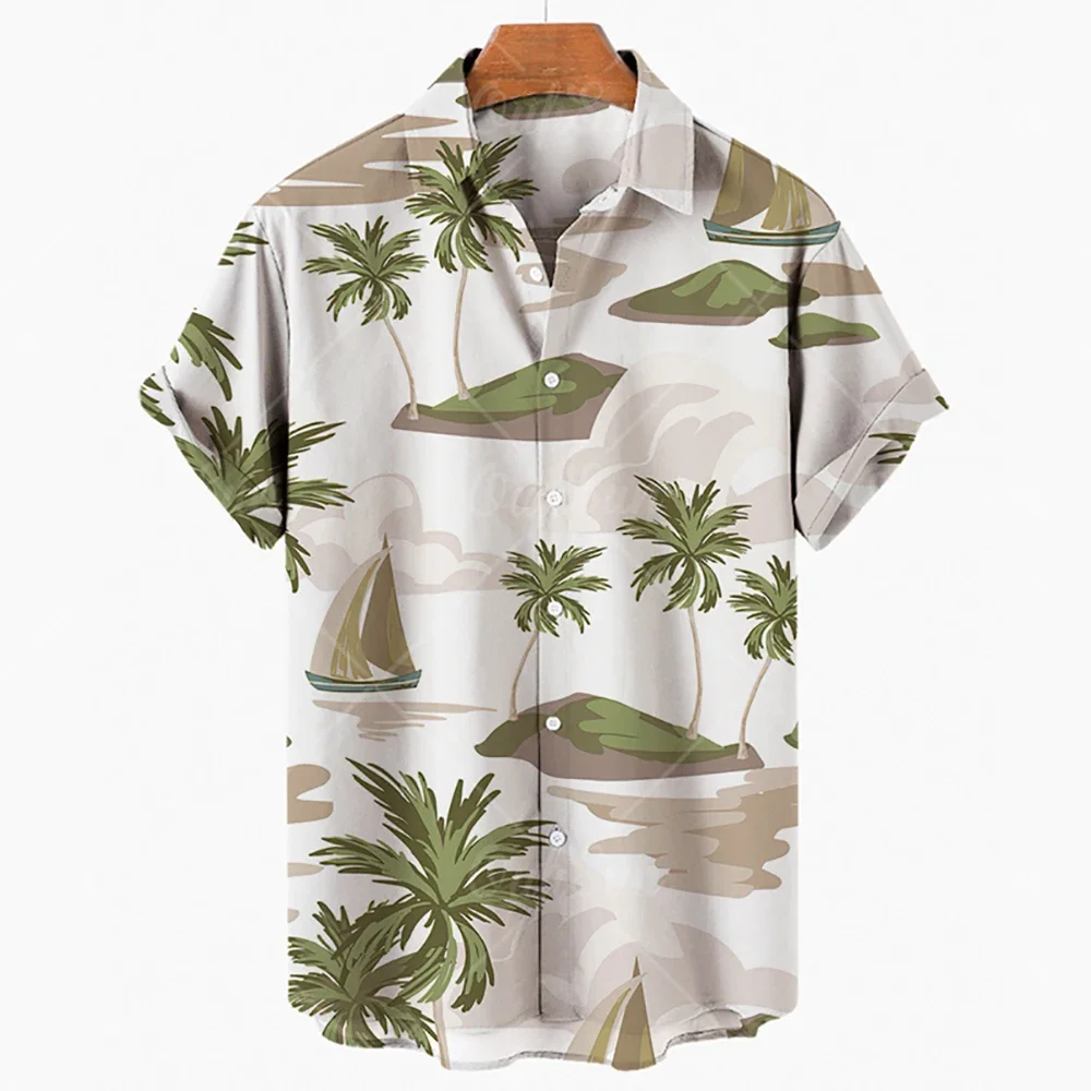 2022 Hawaiian Shirt 3D T-shirt Coconut Tree Pattern Man Vacation Casual Beach Tee